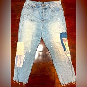 Urban Outfiters Slim Straight Floral Patchwork Jeans